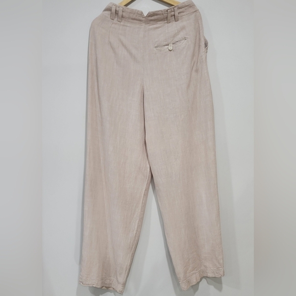 NWOT Free People  Beige Wide Leg High Rise Pleat Trousers Pants Size 10 - Picture 2 of 12